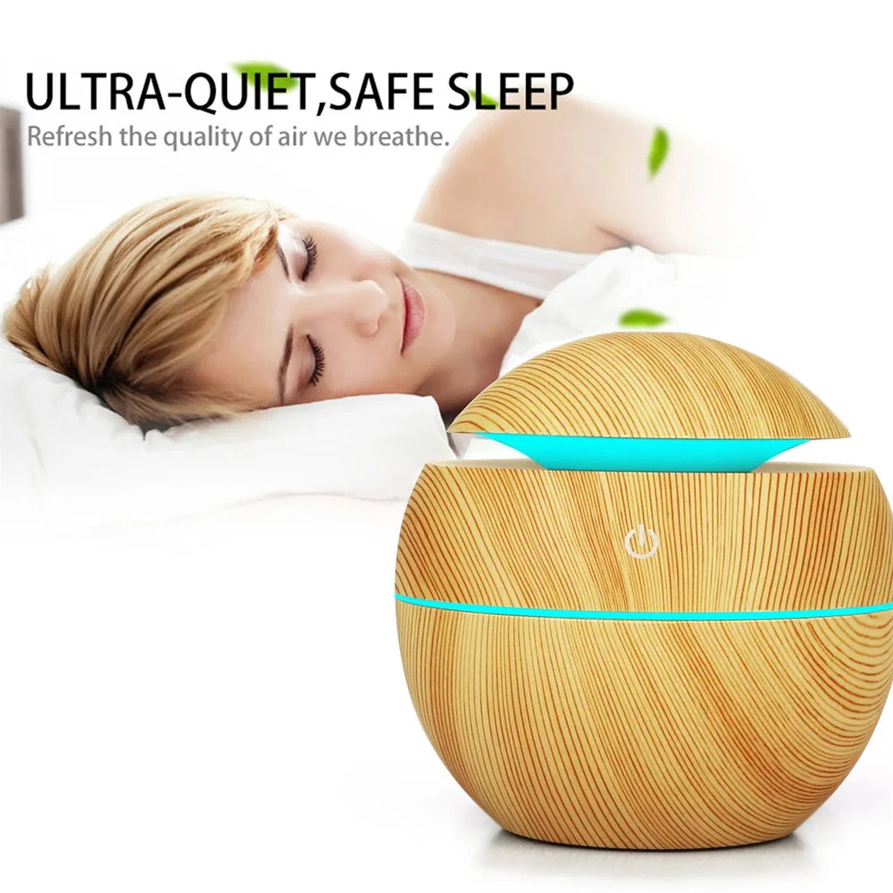 Wood Grain Aroma Diffuser — Ultrasonic Humidifier