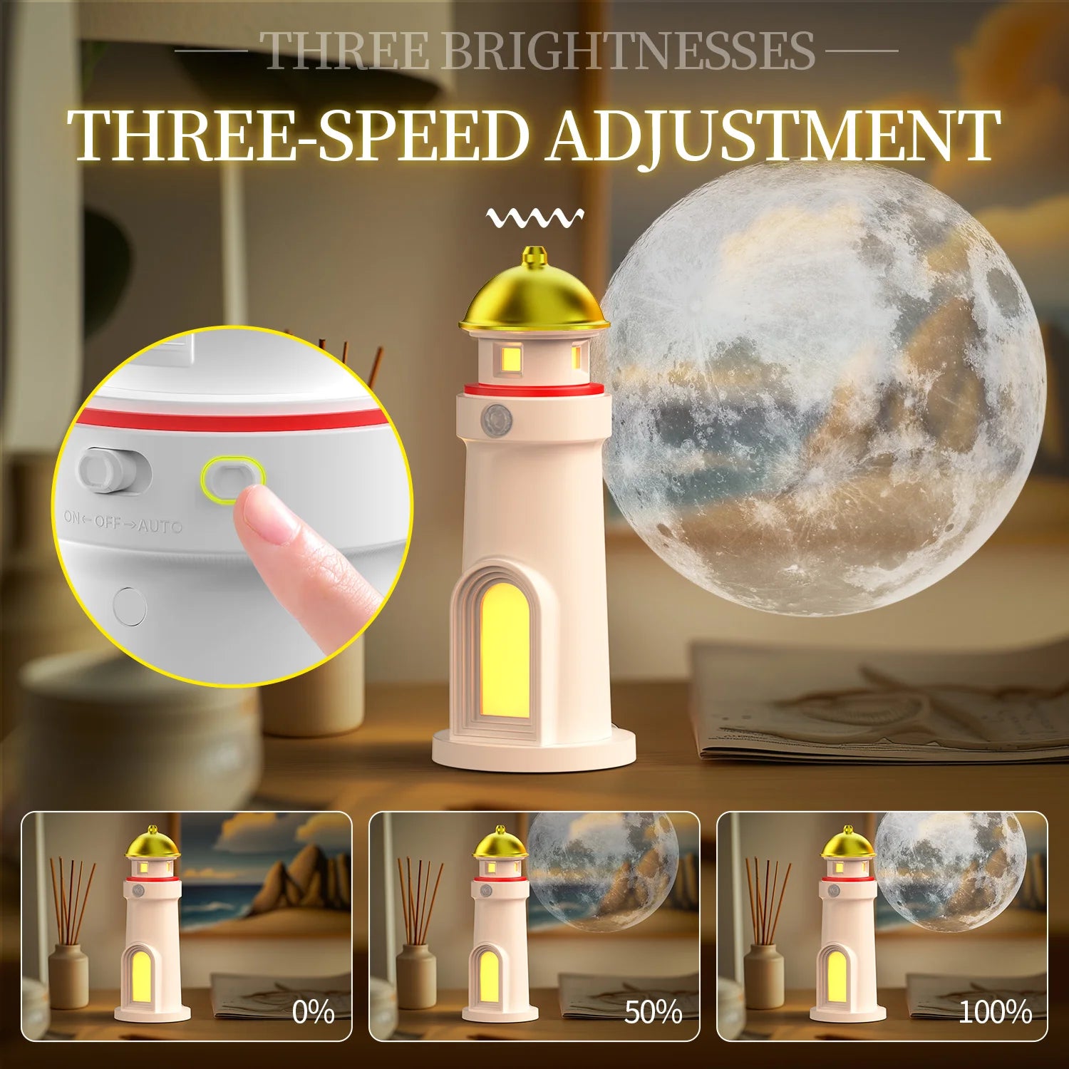 Floating Moon Lighthouse Lamp