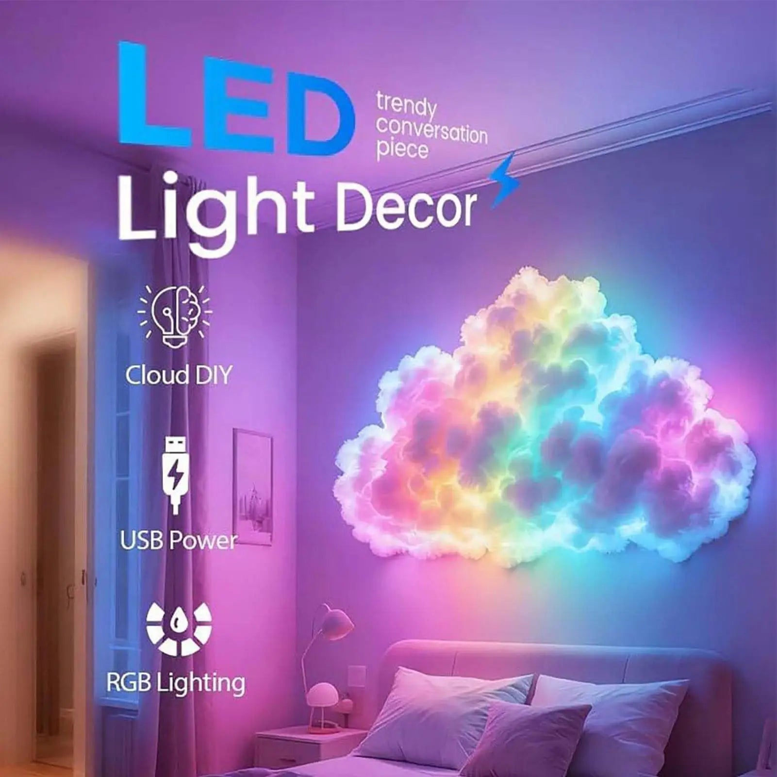 Thundercloud LED Ceiling Lamp — Color-Changing Storm Light
