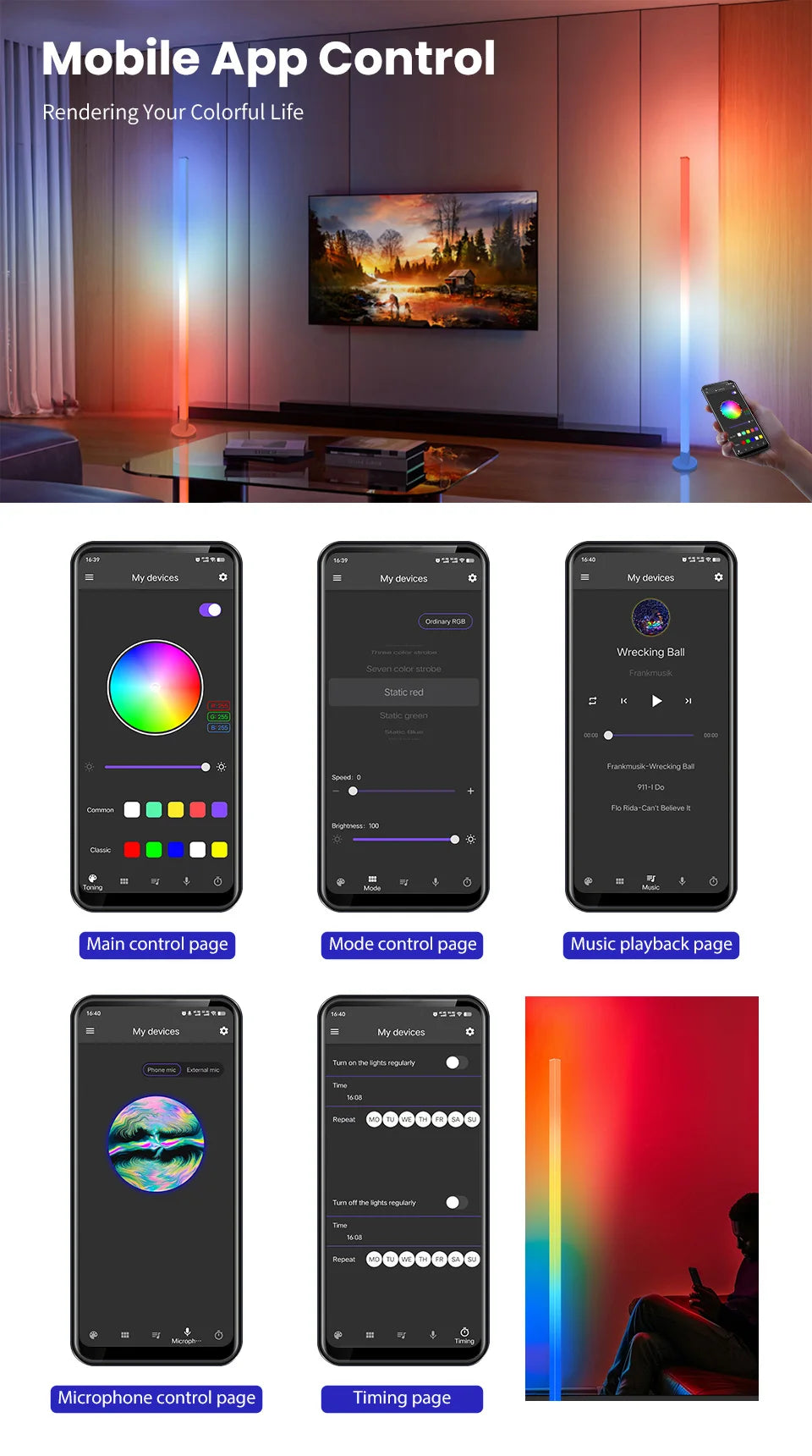 Smart RGB Corner Floor Lamp