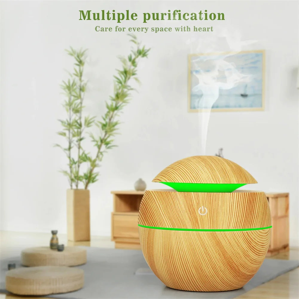 Wood Grain Aroma Diffuser — Ultrasonic Humidifier