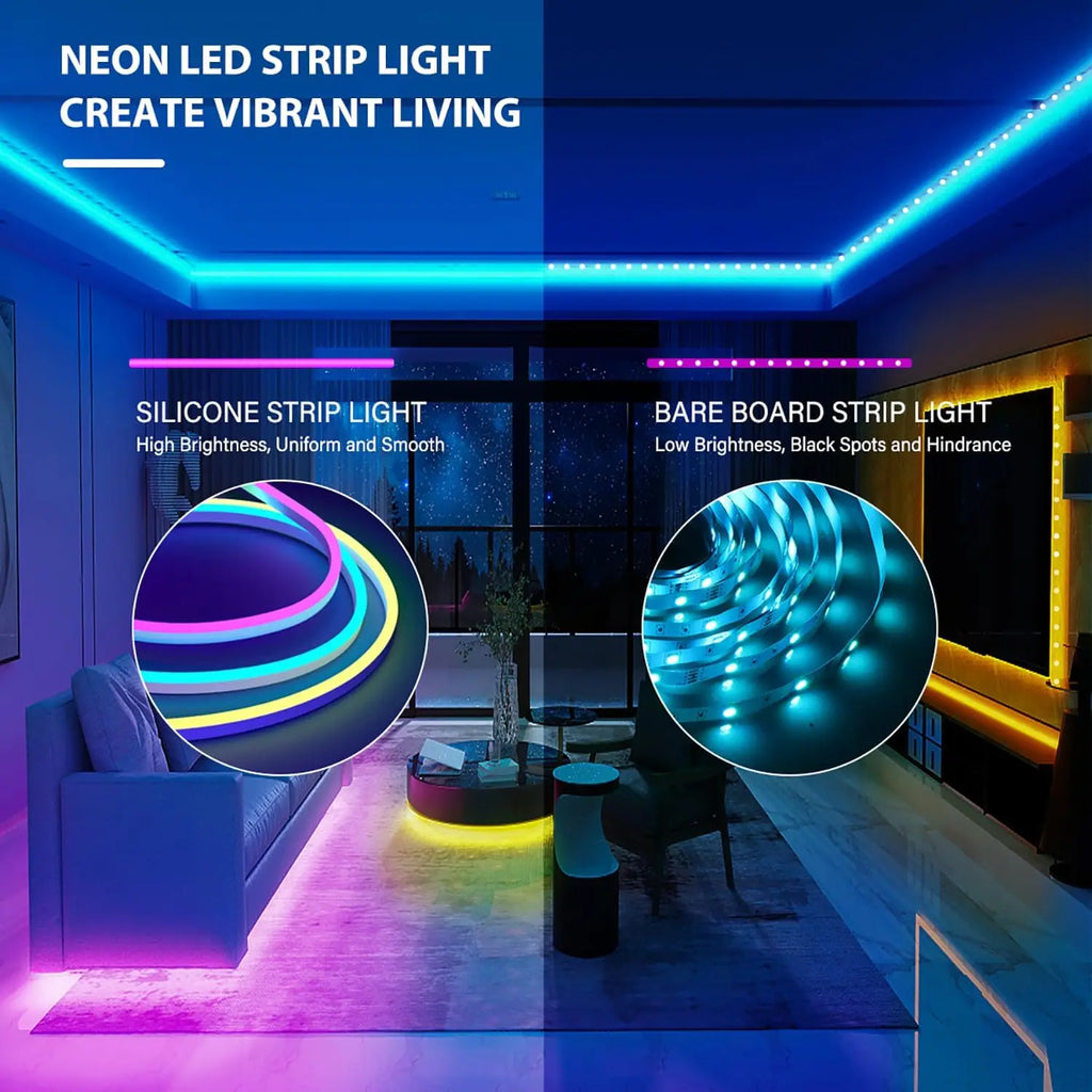 RGB Neon Rope Light — 10M Flexible DIY Glow