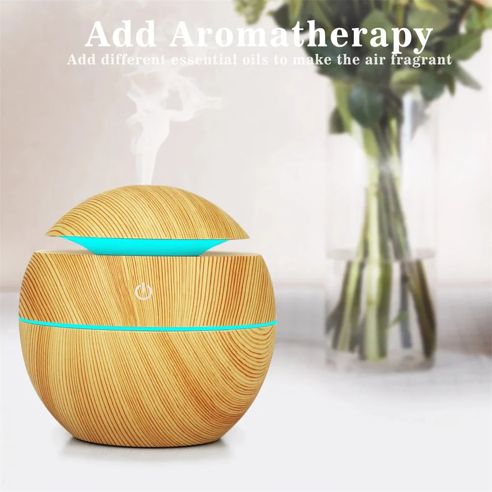 Wood Grain Aroma Diffuser — Ultrasonic Humidifier