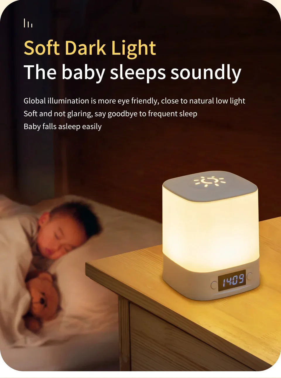 Rechargeable Bedside Lamp with Clock Display
