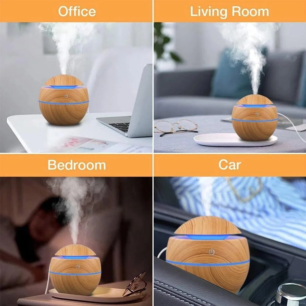 Wood Grain Aroma Diffuser — Ultrasonic Humidifier