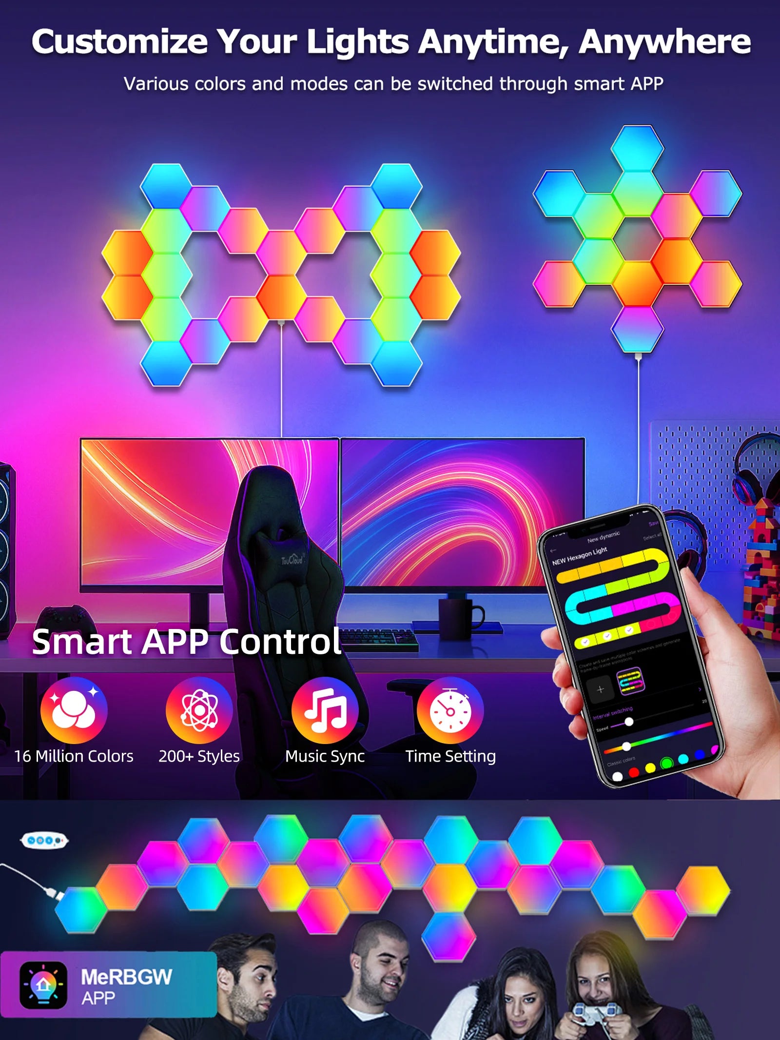 Smart Hexagon LED Wall Panels