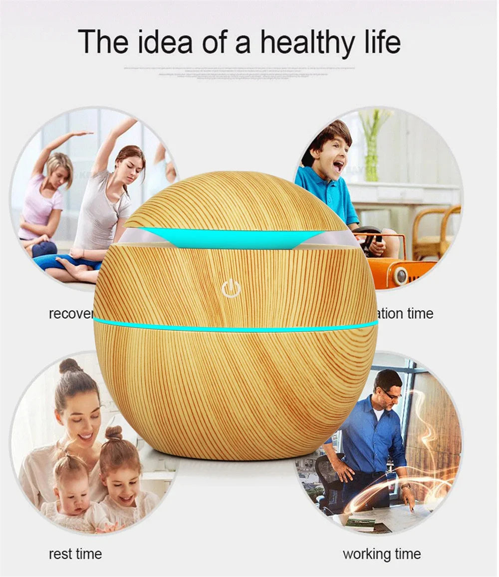 Wood Grain Aroma Diffuser — Ultrasonic Humidifier