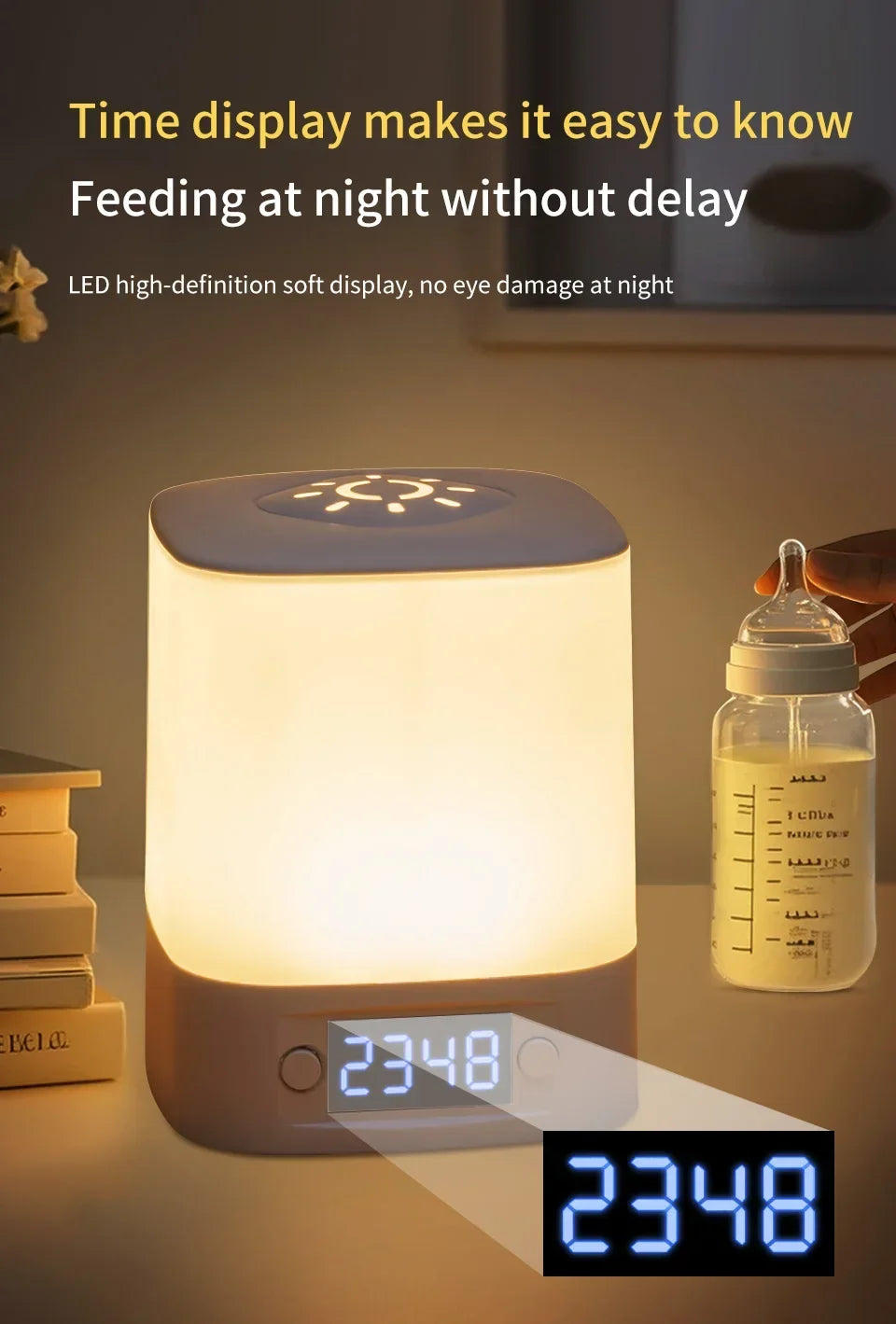 Rechargeable Bedside Lamp with Clock Display