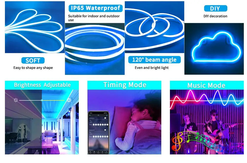 RGB Neon Rope Light — 10M Flexible DIY Glow