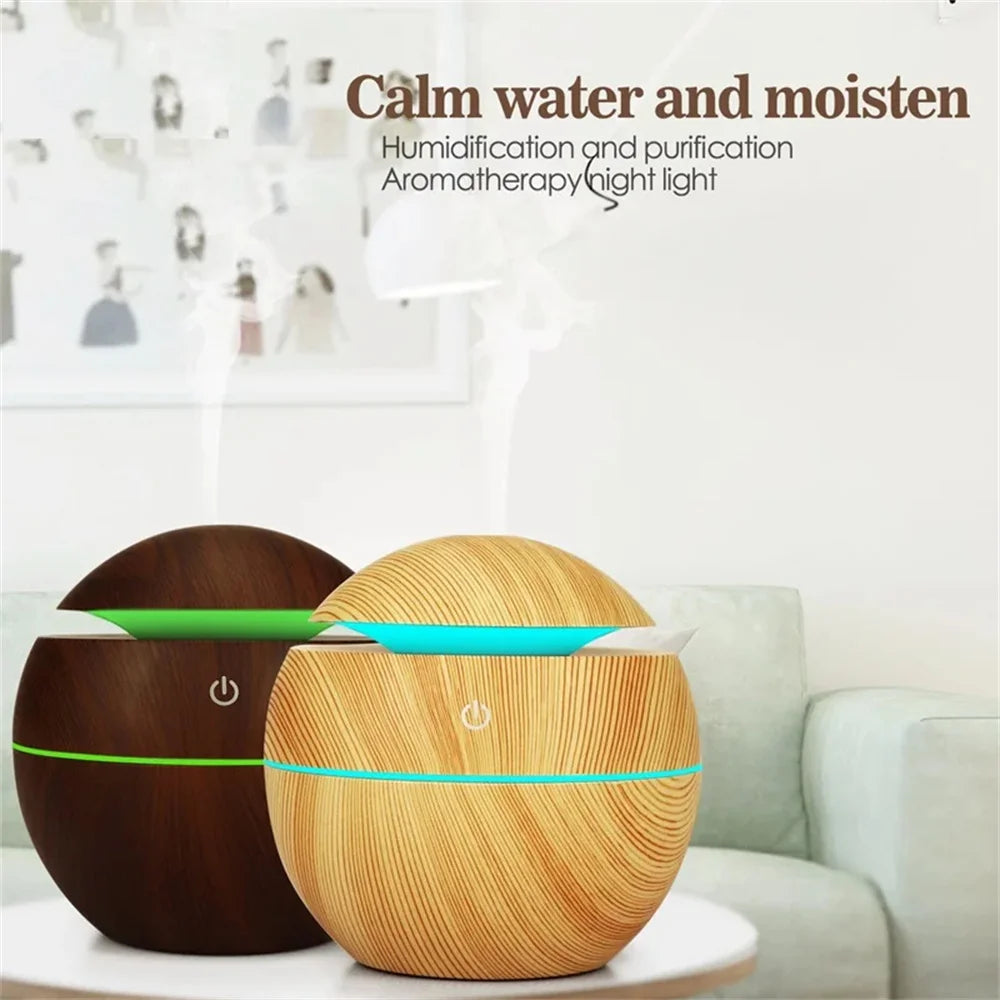 Wood Grain Aroma Diffuser — Ultrasonic Humidifier