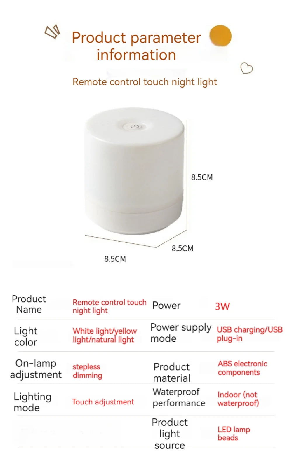 Touch Bedside Lamp — Dimmable 3-Color Glow