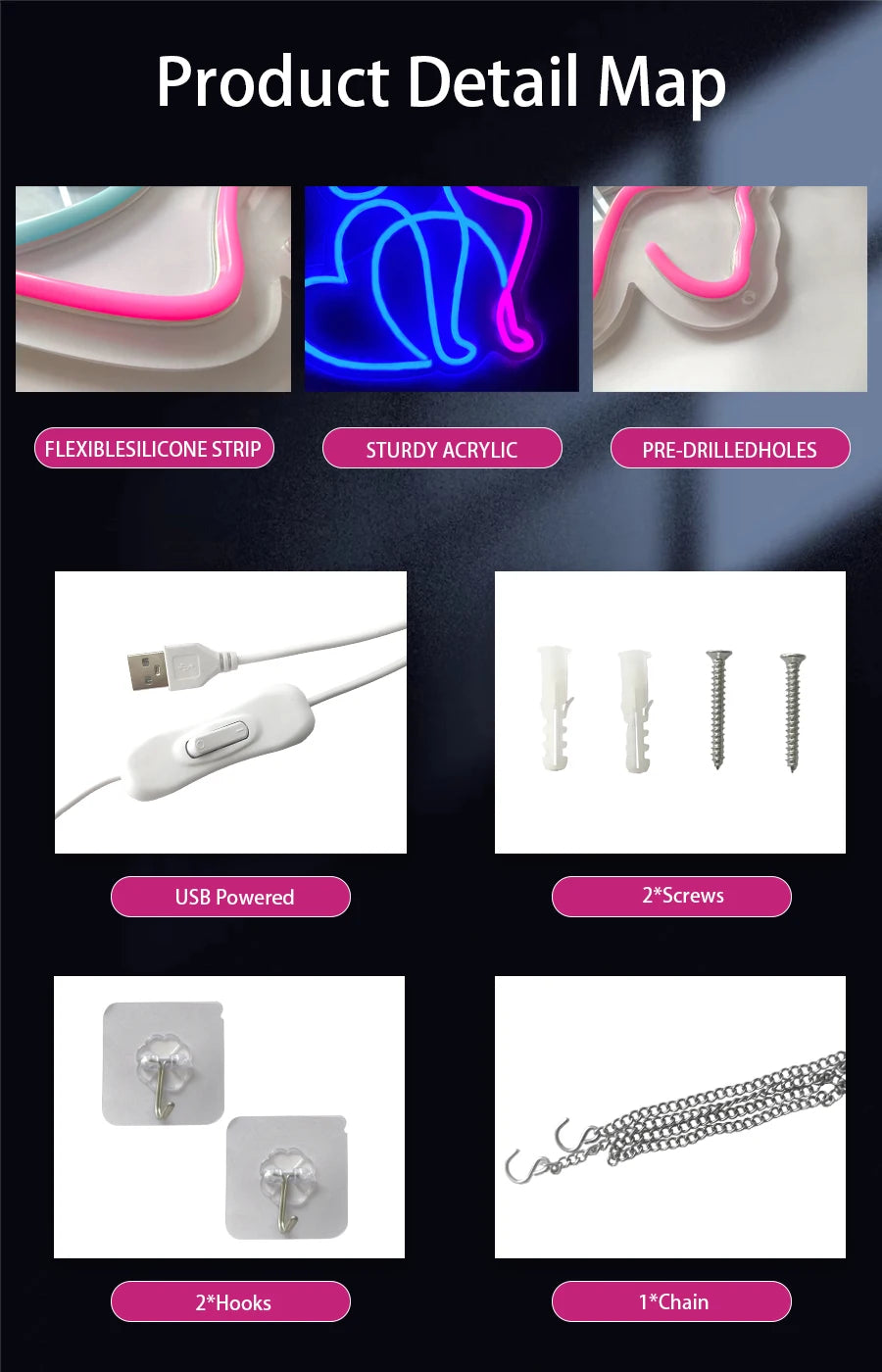 Animated LED Neon Sign — Cartoon Wall Light