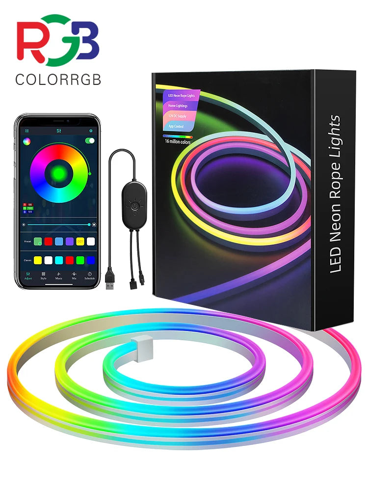 RGB Neon Rope Light — 10M Flexible DIY Glow