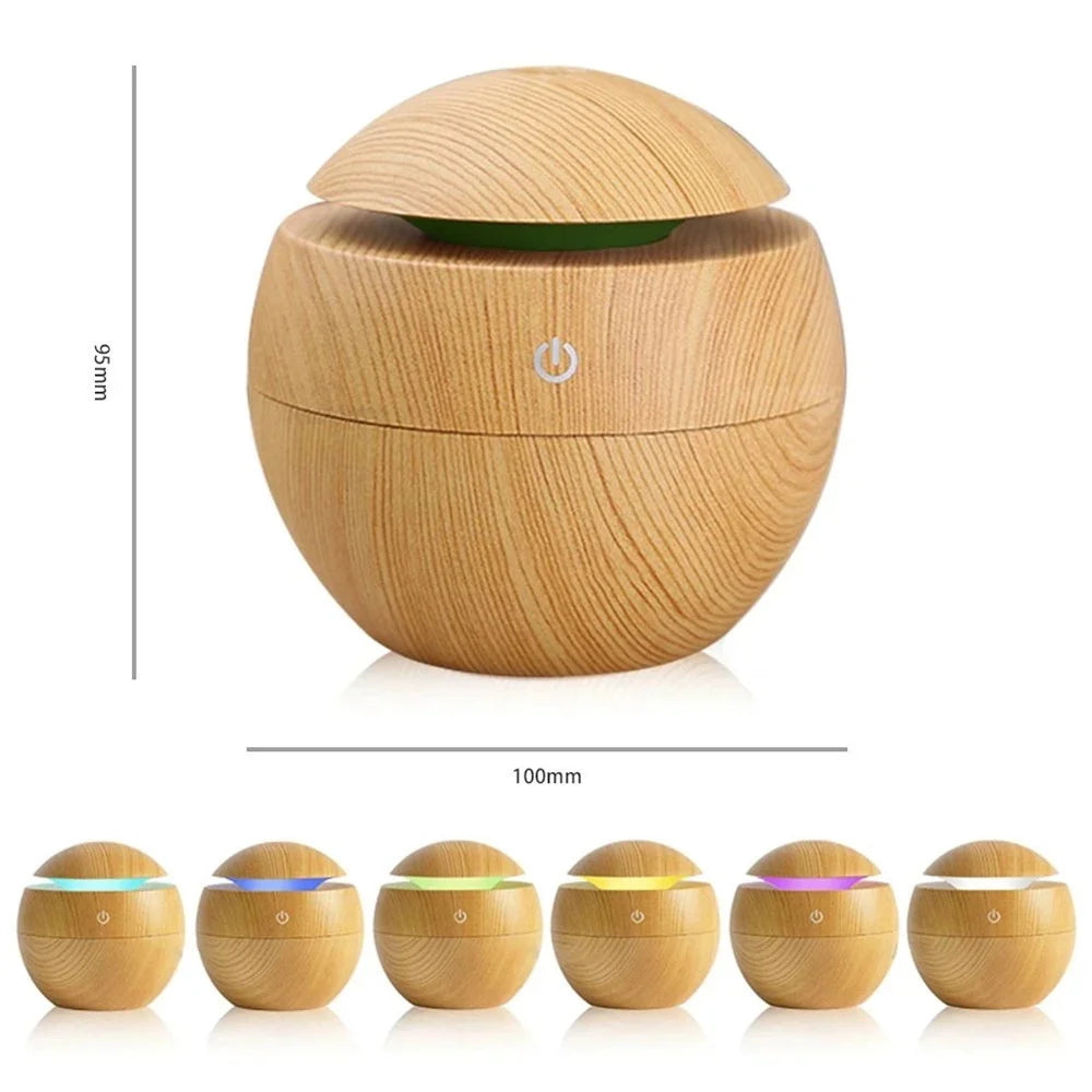 Wood Grain Aroma Diffuser — Ultrasonic Humidifier