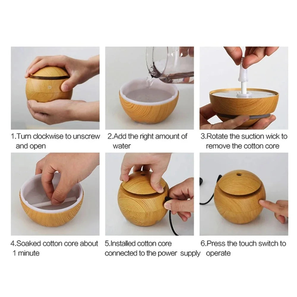 Wood Grain Aroma Diffuser — Ultrasonic Humidifier