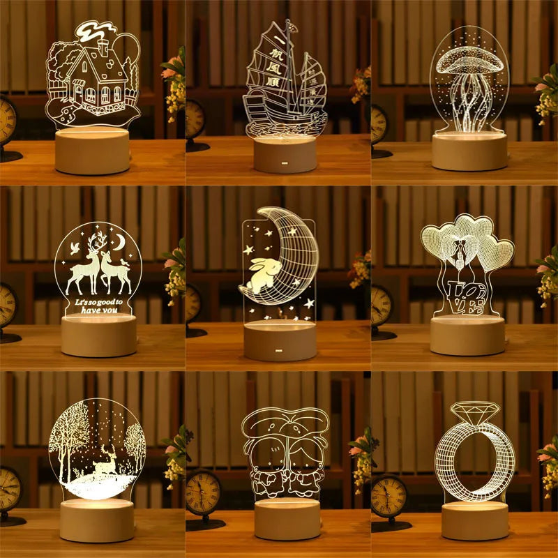 3D Acrylic LED Night Light — 3D Illusion Lamp