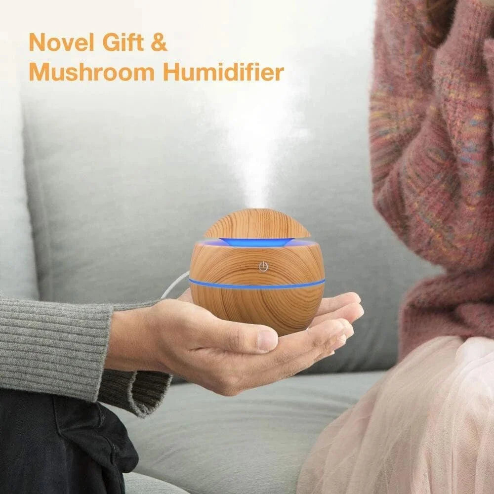 Wood Grain Aroma Diffuser — Ultrasonic Humidifier