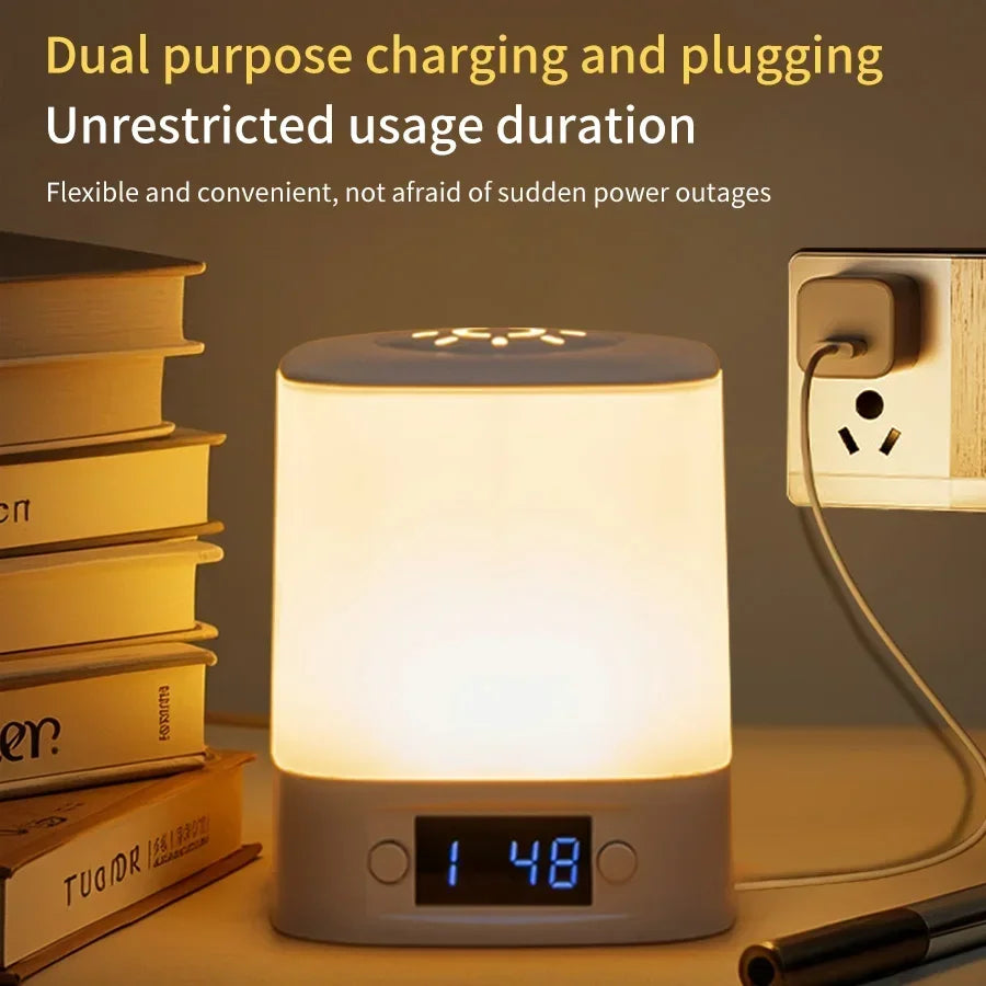 Rechargeable Bedside Lamp with Clock Display
