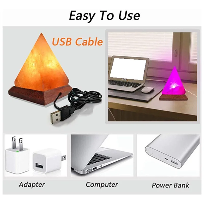 Pyramid Crystal Salt Lamp — USB Atmosphere Glow