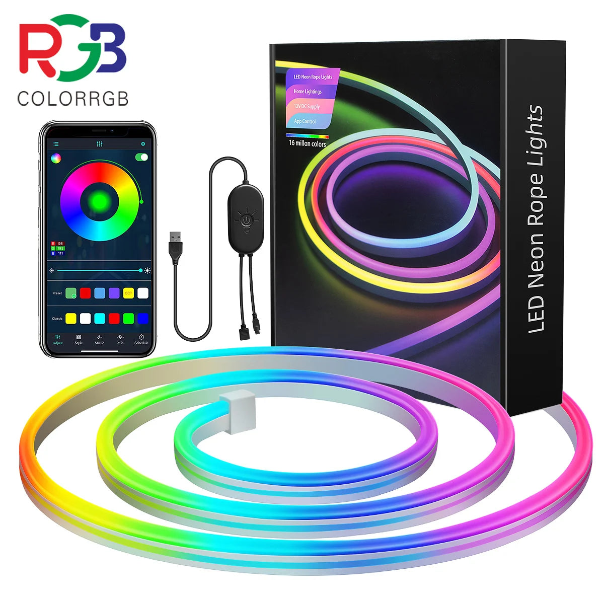 RGB Neon Rope Light — 10M Flexible DIY Glow