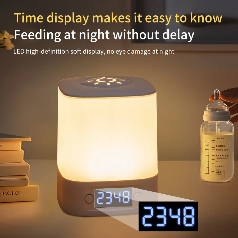 Rechargeable Bedside Lamp with Clock Display