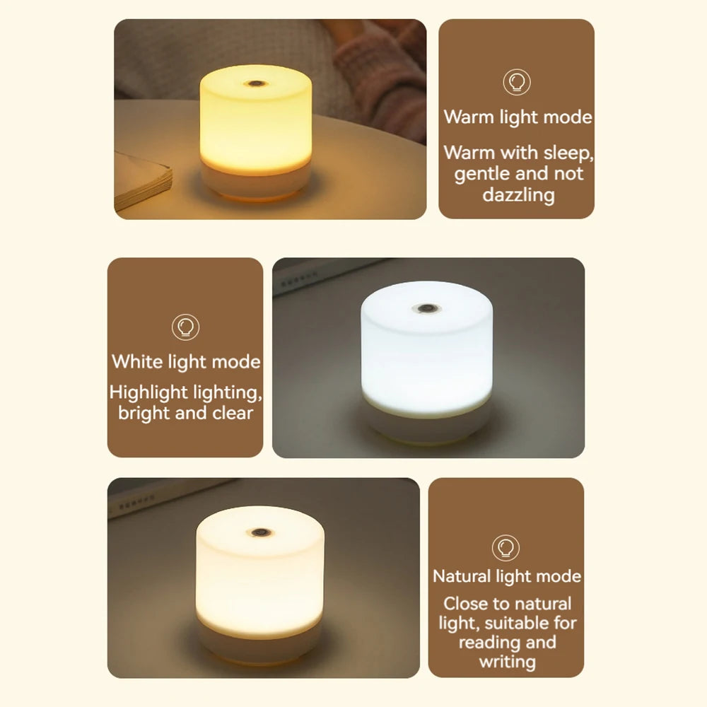 Touch Bedside Lamp — Dimmable 3-Color Glow