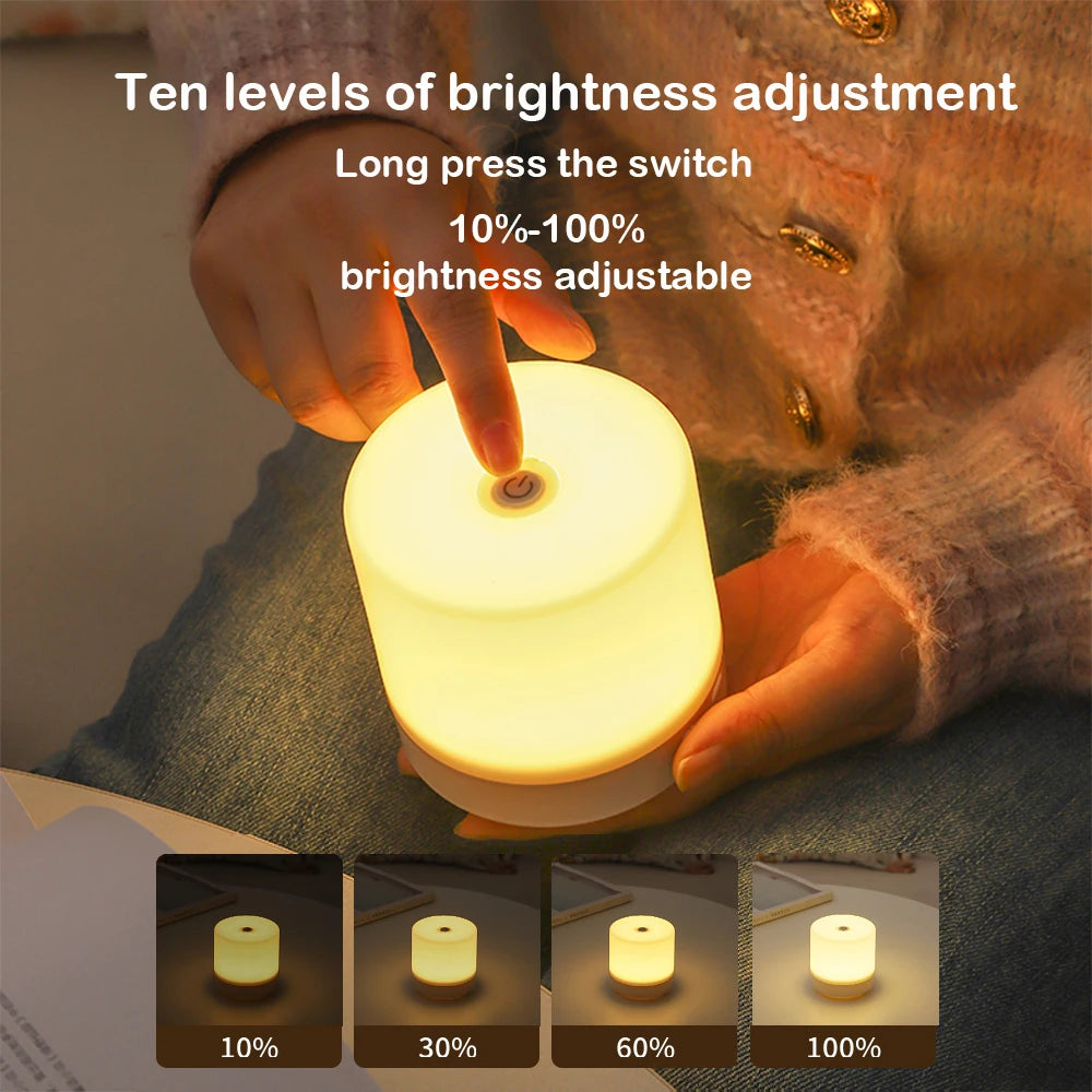 Touch Bedside Lamp — Dimmable 3-Color Glow