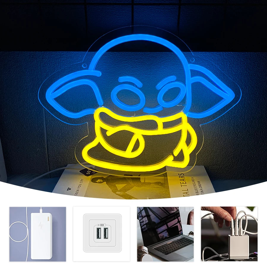 Animated LED Neon Sign — Cartoon Wall Light