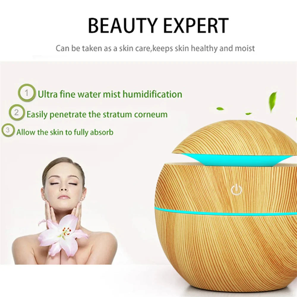 Wood Grain Aroma Diffuser — Ultrasonic Humidifier