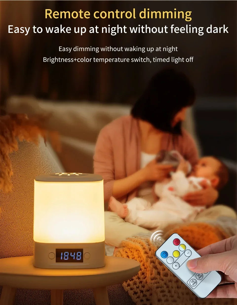 Rechargeable Bedside Lamp with Clock Display
