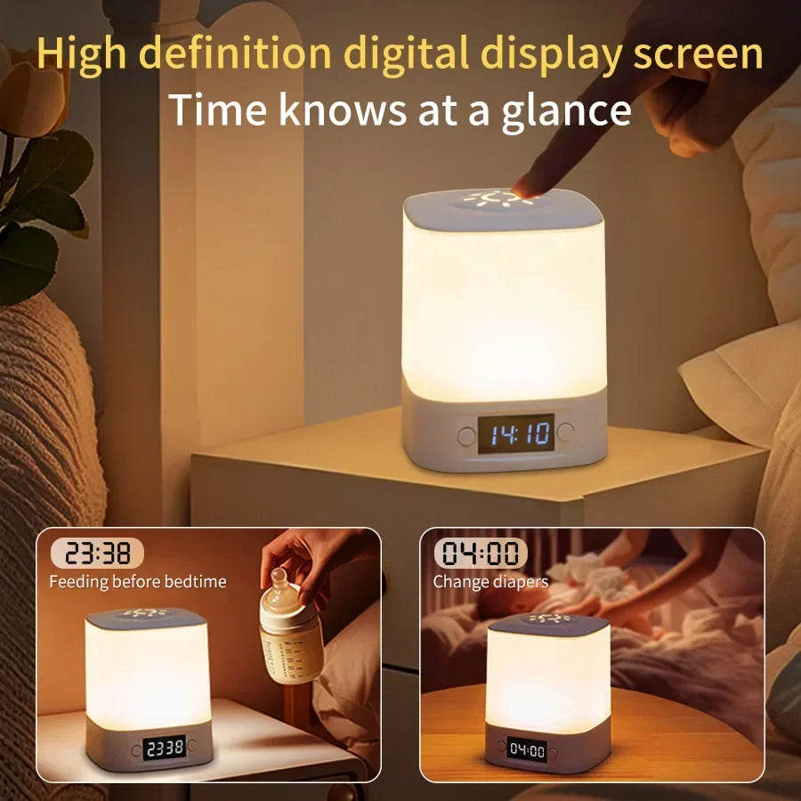 Rechargeable Bedside Lamp with Clock Display