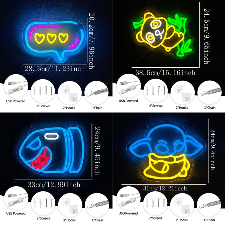 Animated LED Neon Sign — Cartoon Wall Light