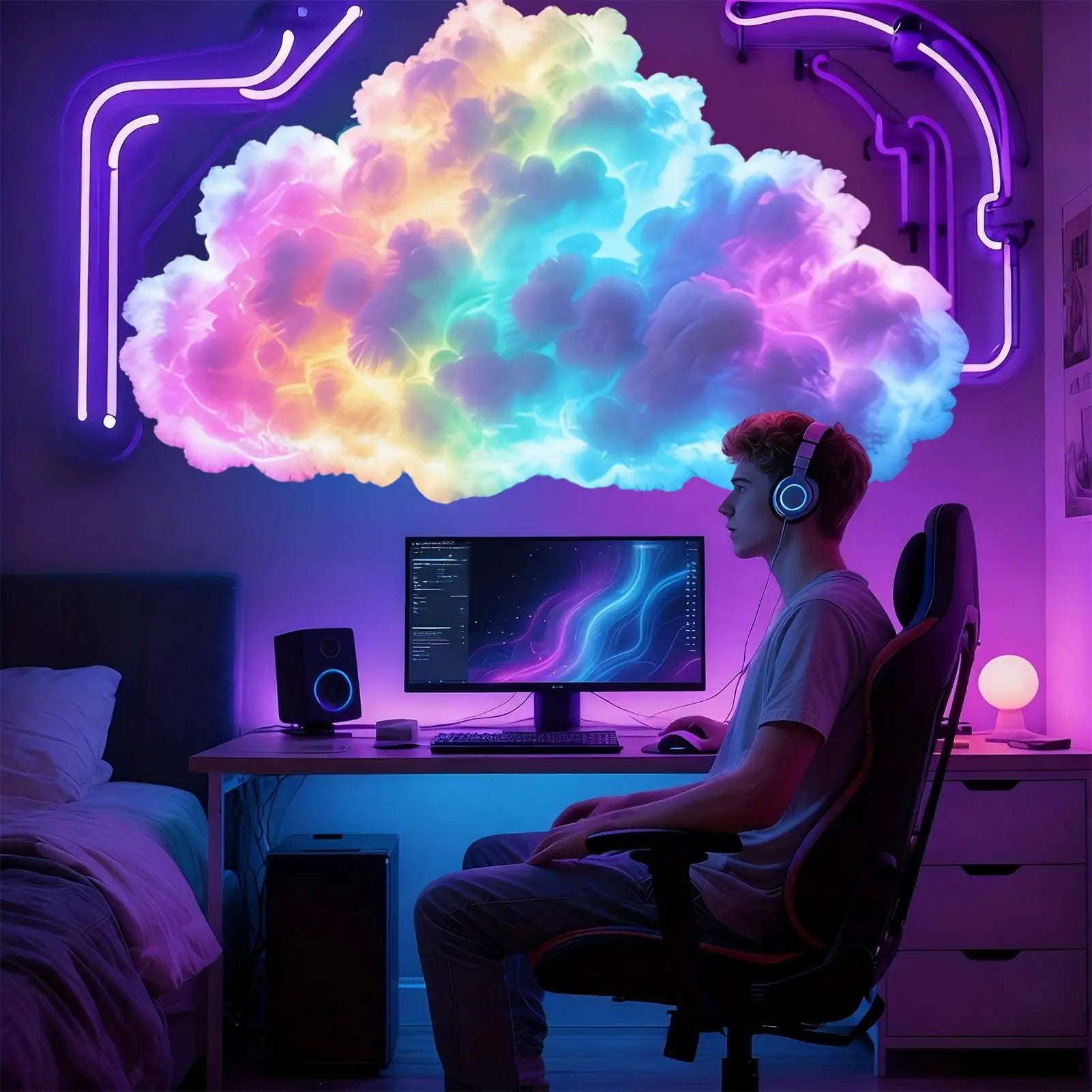 Thundercloud LED Ceiling Lamp — Color-Changing Storm Light